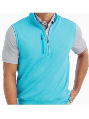 Johnnie O Vest Mens XL Blue Denny Performance Quarter Zip Golf Performance Wear